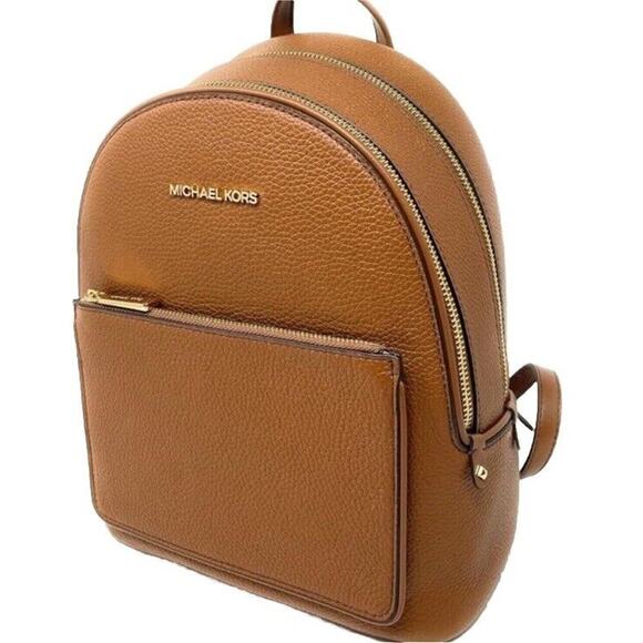 NWOT Michael Kors ‘Adina’ Backpack Tan Pebble Leather Gold Hardware Camel Brown - Picture 1 of 7